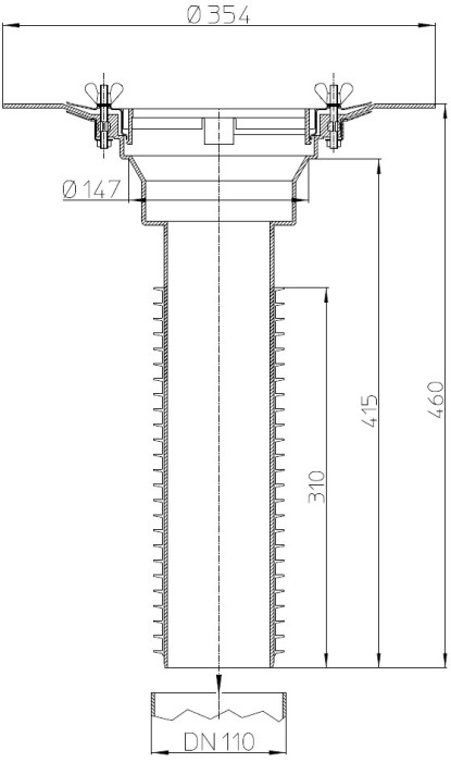 Корпус кровельной воронки HL69/1-K DN110 вертикальный выпуск