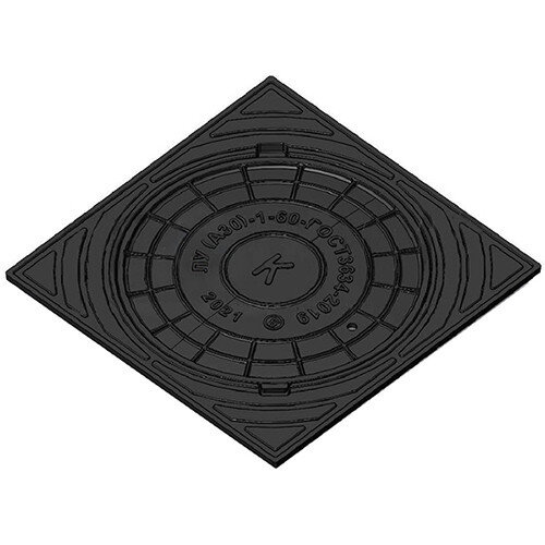 Люк чугунный легкий усиленный ЛУ(А30)-К-8-60 для канализации ГОСТ 3634-2019