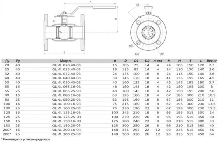 Кран шаровой нержавеющий ALSO КШ.Ф.200.25-03 Ду 200 Ру 25 стандартнопроходный фланцевый, корпус - 12Х18Н10Т