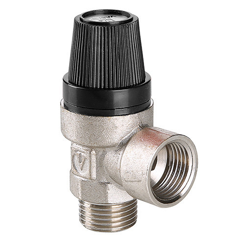 Клапан предохранительный VALTEC VT.0496.N.0415 1/2" DN 15 PN 10 пружинный с фиксированной настройкой 0,15 МПа, латунный с никелевым покрытием 1
