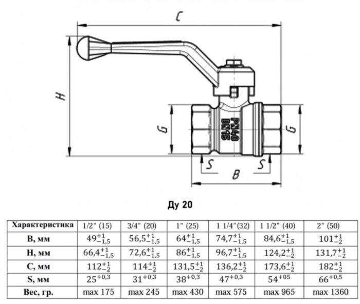 Кран шаровый VALFEX STANDART VF.271 ВР 3/4" Ду 20 Ру 40 газовый никелированный латунный