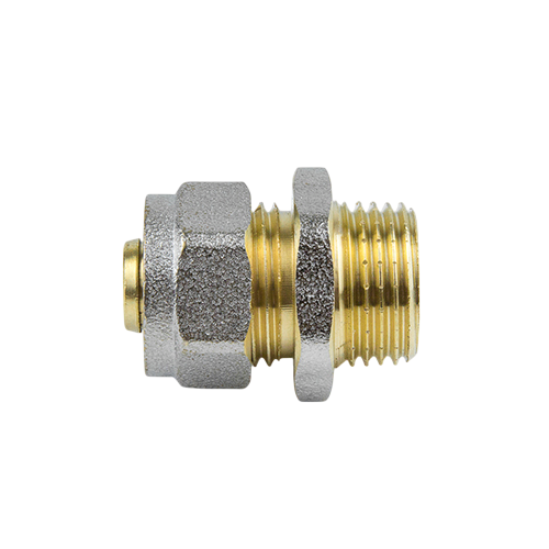 Соединитель латунный Aquasfera 7001 DN 20х20 PN 16 резьба - 3/4'', покрытие - никель, резьбовой НР/компрессионный, 7001-04