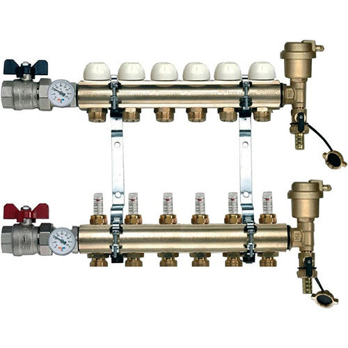 Коллекторная группа TIEMME 6 выходов в сборе с расходомерами
