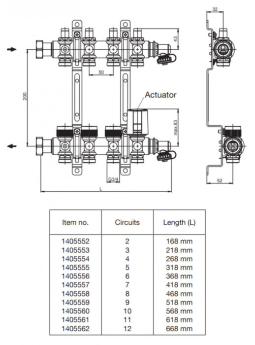 Коллекторная группа Oventrop Multidis SF 8 со встроенными регулирующими вставками