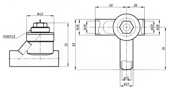 Клапан радиаторный Valtec VT.035 DN 20 PN 16 стальной под приварку правый