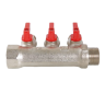 Коллектор распределительный VALTEC VTc.580.N.0502 2 отвода ВР-НР 3/4"x1/2" DN 20 PN 10 с шаровыми кранами красная рукоятка 2
