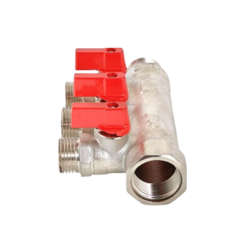Коллектор распределительный VALTEC VTc.580.N.0502 2 отвода ВР-НР 3/4"x1/2" DN 20 PN 10 с шаровыми кранами красная рукоятка 4
