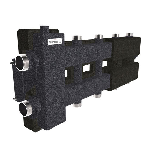 Коллектор распределительный GIDRUSS BM-80-5DU.EPP 5-ти контурный НР 1 1/4"x1" Ду 32 Ру 6 балансировочный в термоизоляции 1