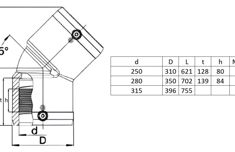 Отвод W 45° 250 мм XL FRIALEN электросварной 2