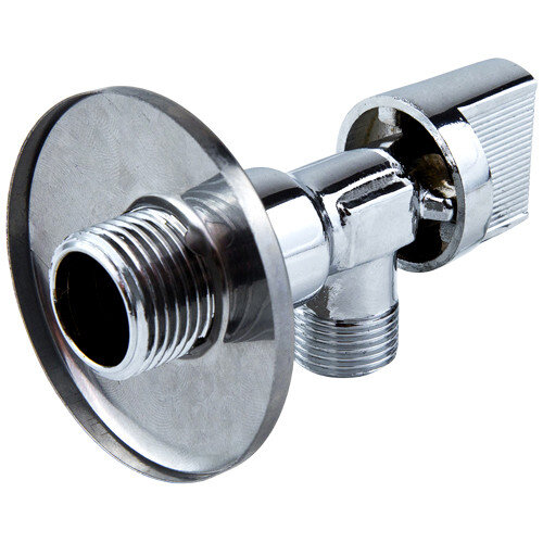 Кран шаровой угловой латунный для бытовых приборов Aquasfera 1043 DN 15 PN 10 резьба - 1/2'', покрытие - хром, неполнопроходной резьбовой НР-НР, с отражателем, ручка-бабочка хромированная 1043-02