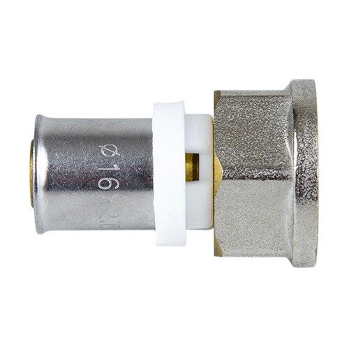 Соединитель латунный Aquasfera 8002 DN 16.4х20 PN 16 резьба - 3/4'', покрытие - никель, резьбовой ВР/пресс, 8002-02