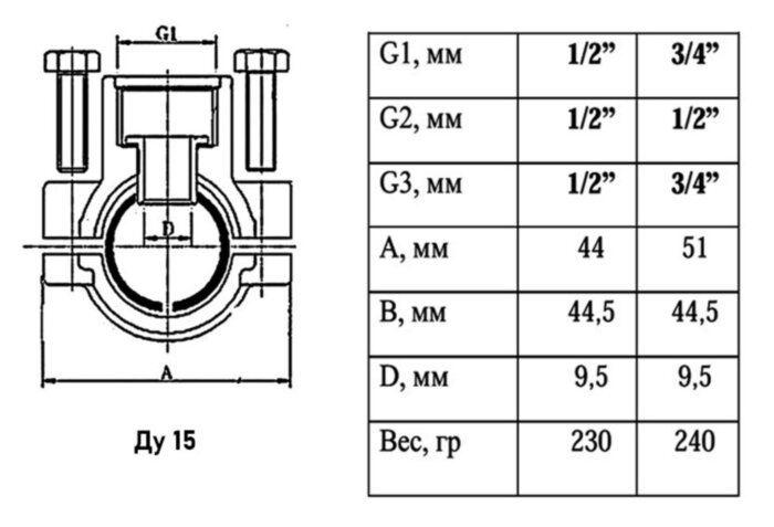 Тройник-обойма VALFEX VF.755 ВР 1/2"x1/2"x1/2" Ду 15 Ру 40 ремонтная никелированная латунный