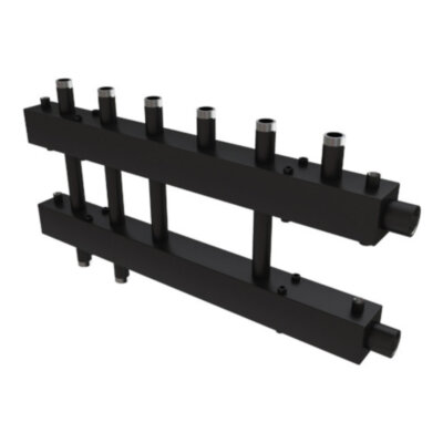 Коллектор распределительный Askon Дублер+ КК-32М/125/40/3+2D 5-ти контурный ВР-НР 1 1/4"x1 1/2" Ду 32 Ру 6 без теплоизоляции