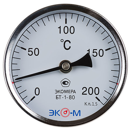 Термометр биметаллический ЭКОМЕРА БТ-1 Ду 80, Т 0-200C, L=40 1