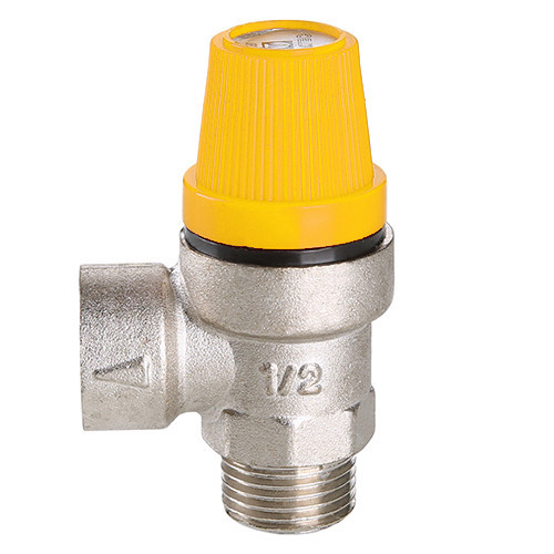 Клапан предохранительный VALTEC VT.0496.N.0460 1/2" DN 15 PN 10 пружинный с фиксированной настройкой 0,6 МПа, латунный с никелевым покрытием 6