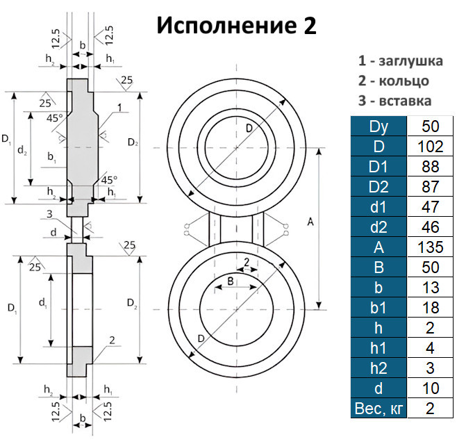 Заглушка 2-50-6,3 АТК 26-18-5-93 поворотная стальная Ду50 Ру63 2