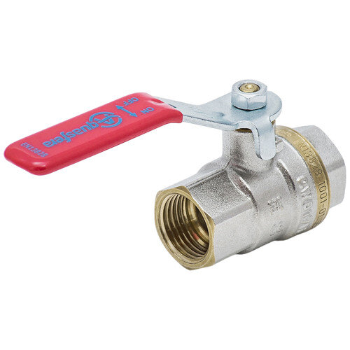 Кран шаровой латунный Aquasfera EURO 1001 DN 20 PN 40 резьба - 3/4'', покрытие - никель, полнопроходной резьбовой ВР-ВР, ручка-рычаг красная 1001-02