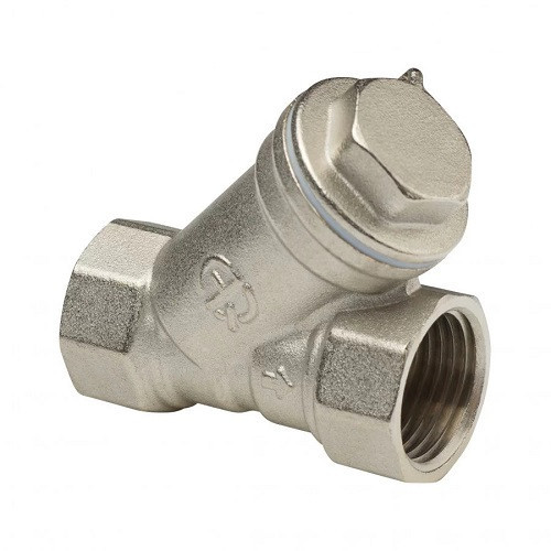 Фильтр сетчатый латунный Aquasfera 4012 DN 15 PN 20 резьба - 1/2'', покрытие - никель, косой 150°, резьбовой ВР-ВР, 4012-01