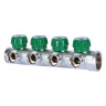 Коллектор распределительный STOUT SMB 6850 4 отвода ВР-НР 1"х3/4" DN 25 PN 16 с регулирующими клапанами 1