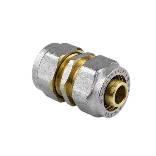 Муфта соединительная латунная Aquasfera 7003 DN 32 PN 16, покрытие - никель, компрессионный, 7003-04 2