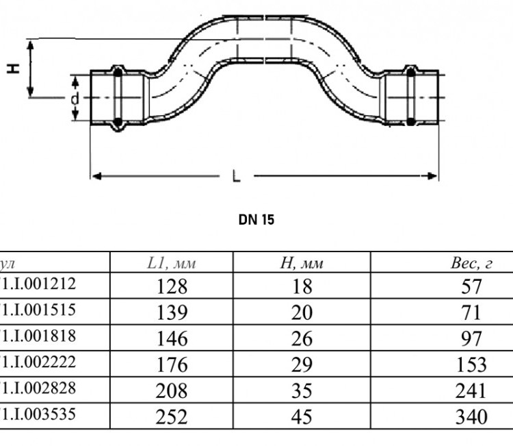 Обвод VALTEC VTi.971.I DN 15 PN 16 двухраструбный нержавеющая сталь 2