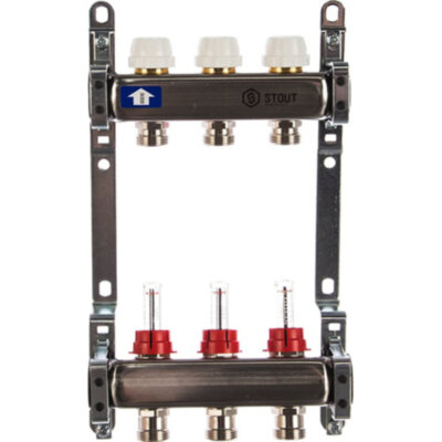 Коллектор STOUT с расходомерами 3 выхода