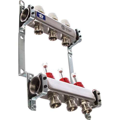 Коллектор STOUT с расходомерами 3 выхода