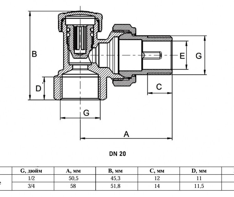 Клапан радиаторный VALFEX VF.019.N ВР-НР 3/4" DN 20 PN 10 настроечный прямой 2