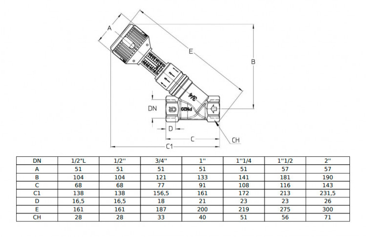 Клапан Cim 727 1/2" Ру 20 балансировочный Cimberio 3