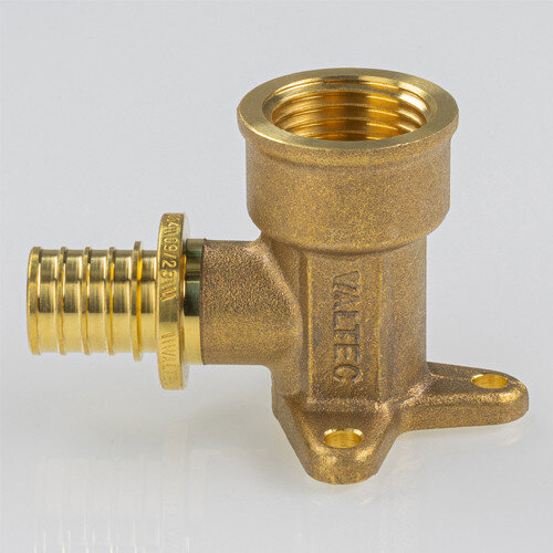 Угольник 90 градусов VALTEC VTm.454.G ВР 1/2" DN 16x15 PN 16 с креплением латунный