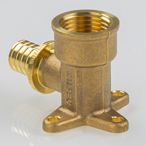 Угольник 90 градусов VALTEC VTm.454.G ВР 1/2" DN 16x15 PN 16 с креплением латунный