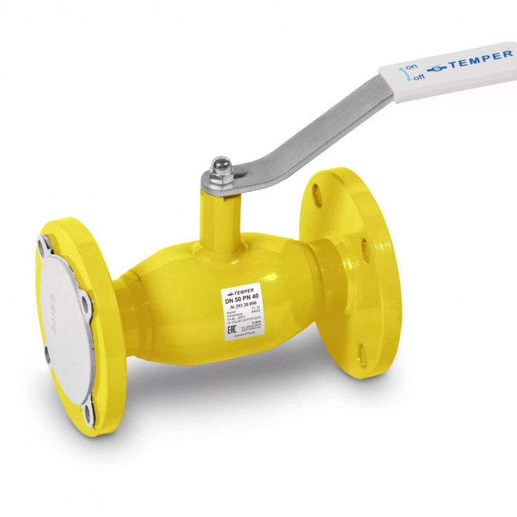 Кран шаровой газовый TEMPER 39345065 полнопроходной фланцевый DN 65 PN 16