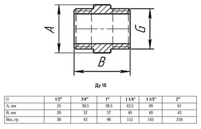 Ниппель VALFEX VF.582 НР 1/2" Ду 15 Ру 40 никелированный латунный