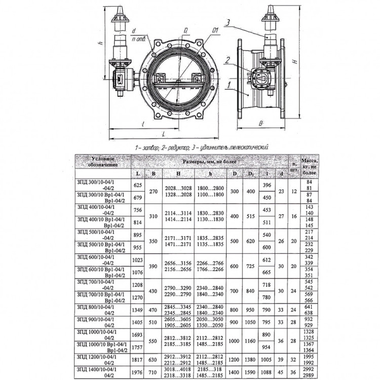 Затвор ЭНЭКОС DN 700 PN 10 поворотный фланцевый с двойным эксцентриком с редуктором и телескопическим удлинителем 2