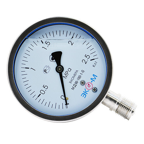 Манометр (вакуумметр) ЭКОМЕРА МД90 Ду 100 мм Ру 0-2,5 МПа гидрозаполненный коррозионностойкий