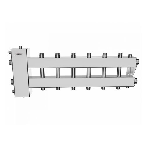 Коллектор распределительный GIDRUSS BMSS-150-7DU 7-ми контурный НР 1 1/2"x1" Ду 40 Ру 6 балансировочный 1