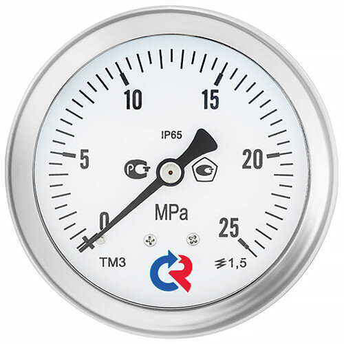 Манометр РОСМА ТМ-320Т.00 (0...40 МПа) Байонет Дкорп=63мм кл. 1,5 G1/4" виброустойчивый (готовый к гидрозаполнению) осевой 00000042234