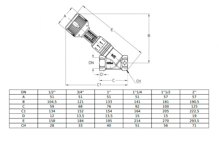 Клапан Cim 727OT 1/2" Ру 20 балансировочный Cimberio 3