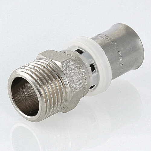 Переходник VALTEC VTm.201 НР 1 1/4" DN 32 PN 10 латунный никелированный