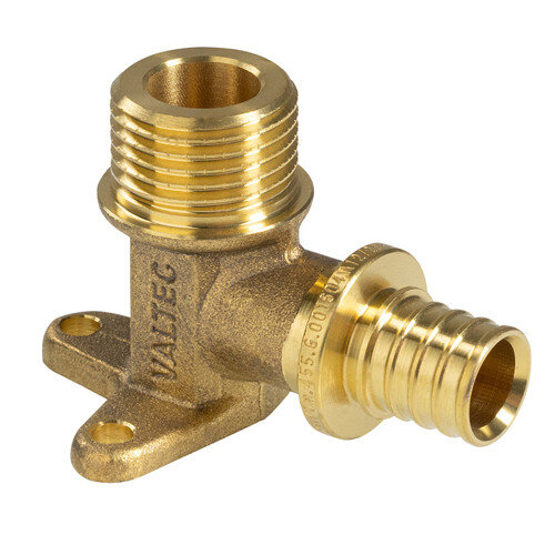 Угольник 90 градусов VALTEC VTm.455.G НР 1/2" DN 16x15 PN 16 с креплением латунный