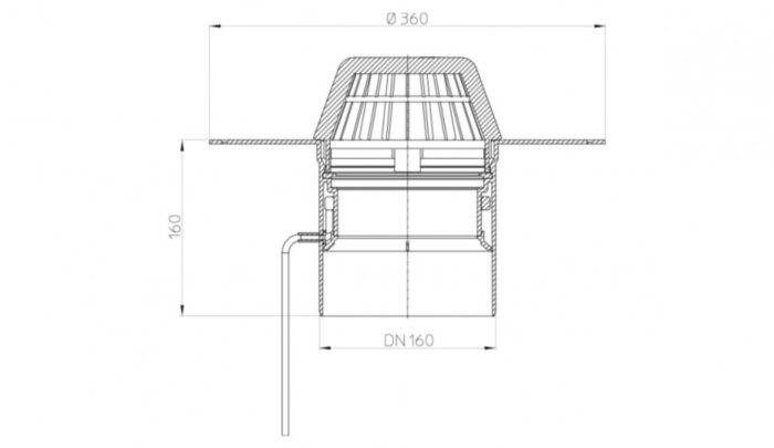 Кровельная воронка HL62.1P/5 DN 160 для ПВХ-мембран с электрообогревом для плоской кровли