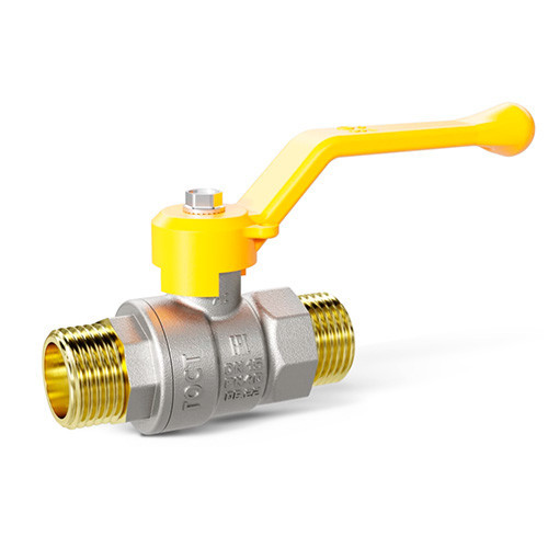 Кран шаровой латунный LD Pride 47.25.Н-Н.Р GAS Ду 25 Ру 40 резьба (НР-НР) 1", никелированный неполнопроходный