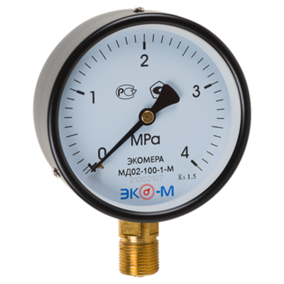 Манометр ЭКОМЕРА МД02 Ду 100 мм Ру 0-4 МПа М20*1,5 общетехнический