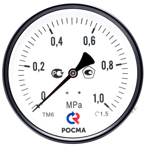 Манометр РОСМА ТМ-610ТЭ.00 (0...4 МПа) Дкорп=150мм кл. 1,5 M20x1,5 общетехнический эксцентрический 00000025900 1
