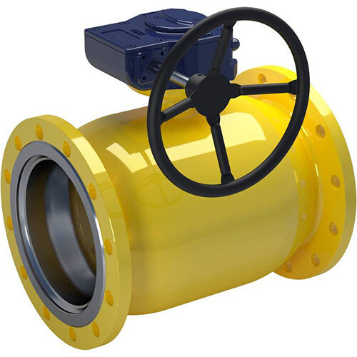 Кран шаровой NAVAL 280534 DN 150 PN 16 стальной стандартнопроходный фланцевый для газа с редуктором