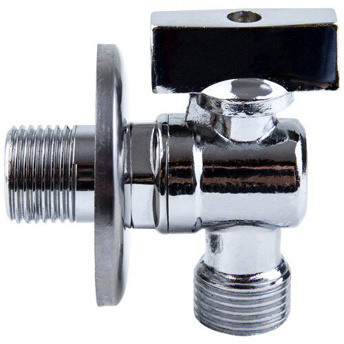 Кран шаровой угловой латунный для бытовых приборов Aquasfera 1042 DN 15 PN 10 резьба - 1/2'', покрытие - хром, неполнопроходной резьбовой НР-НР, с обратным клапаном и отражателем, ручка-бабочка хромированная 1042-01