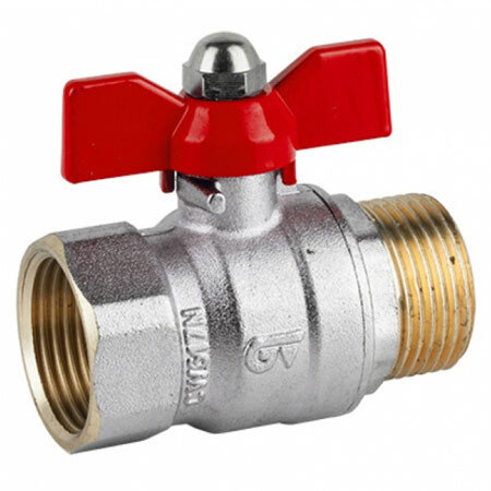 Кран шаровой латунный GENEBRE 3038 Ду8 Ру25 резьбовой ВР/НР с красной бабочкой