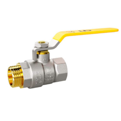 Кран шаровой латунный LD Pride 47.50.В-Н.Р GAS Ду 50 Ру 25 резьба (ВР-НР) 2", никелированный, неполнопроходный, стальной рычаг