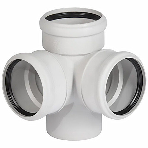 Крестовина канализационнаябесшумная PP-MD Ostendorf Skolan Safe SKED DN 110х110/110х87° двухплоскостная