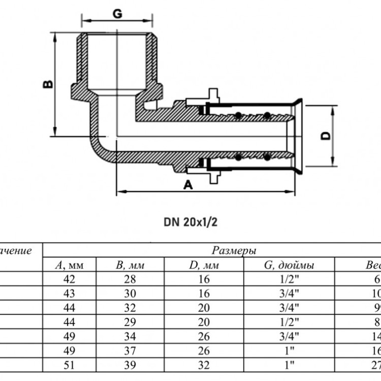 Угольник 90 градусов VALTEC VTm.253 НР 1/2" DN 20x15 PN 10 латунный никелированный 2